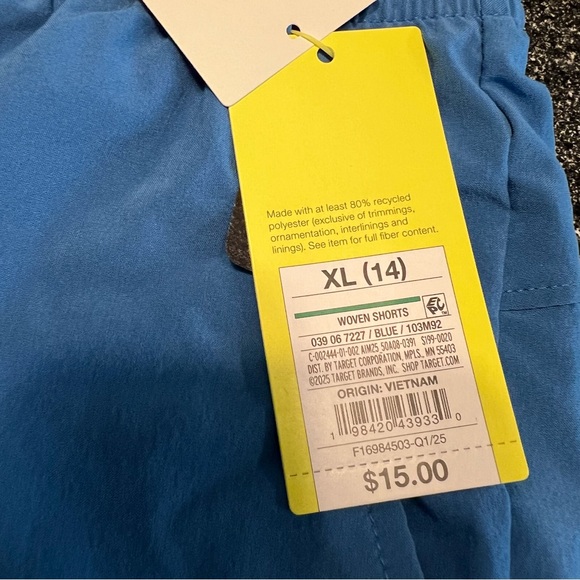 NWT All in Motion Kids Active Light Woven Shorts- Blue XL (14) - Picture 7 of 9